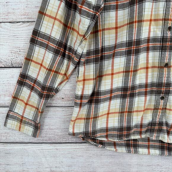 QuikSilver Waterman Collection Button Down Flannel Shirt Mens XXL White Brown - Picture 4 of 14